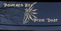 Powered By Pixie Dust Car or Truck Window Decal Sticker (Desert Sand)