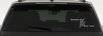 Powered By Pixie Dust Car or Truck Window Decal Sticker (Light Gray)