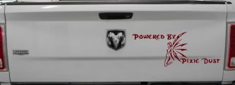 Powered By Pixie Dust Car or Truck Window Decal Sticker (Purple Red)