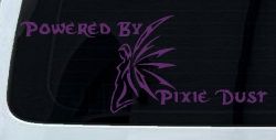 Powered By Pixie Dust Car or Truck Window Decal Sticker (Violet)