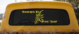 Powered By Pixie Dust Car or Truck Window Decal Sticker (Yellow)