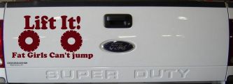 Lift It Fat Girls Can't Jump Funny Off Road Car or Truck Window Decal Sticker (Purple Red)