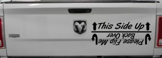 This Side Up Please Flip Me Back Over Funny Off Road Car or Truck Window Decal Sticker (Matte Black)