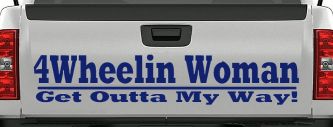 4 Wheelin Woman Off Road Car or Truck Window Decal Sticker (Navy)