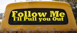 Follow Me I'll Pull You Out Off Road Car or Truck Window Decal Sticker (Yellow)