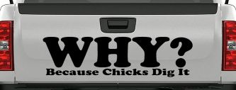 Why Because Chicks Dig It Funny Off Road Car or Truck Window Decal Sticker (Black)