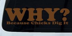 Why Because Chicks Dig It Funny Off Road Car or Truck Window Decal Sticker (Copper)
