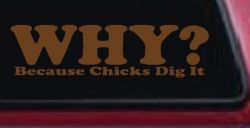Why Because Chicks Dig It Funny Off Road Car or Truck Window Decal Sticker (Copper)