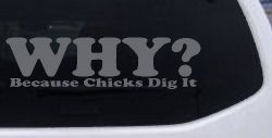 Why Because Chicks Dig It Funny Off Road Car or Truck Window Decal Sticker (Silver)