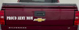 Proud Army Mom Military Car or Truck Window Decal Sticker (White)