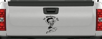 In Memory Of Betty Boop Biker Car or Truck Window Decal Sticker (Black)