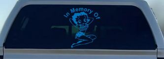 In Memory Of Betty Boop Biker Car or Truck Window Decal Sticker (Sky Blue)