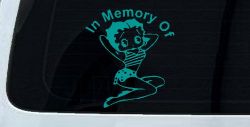 In Memory Of Betty Boop Biker Car or Truck Window Decal Sticker (Turquoise)