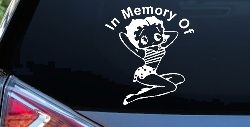 In Memory Of Betty Boop Biker Car or Truck Window Decal Sticker