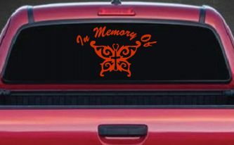 In Memory Of Cross Butterfly Butterflies Car or Truck Window Decal Sticker (Orange Red)