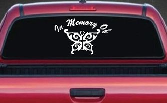 In Memory Of Cross Butterfly Butterflies Car or Truck Window Decal Sticker