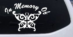 In Memory Of Cross Butterfly Butterflies Car or Truck Window Decal Sticker