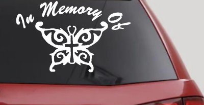 In Memory Of Cross Butterfly Car Truck Window Vinyl Decal Sticker