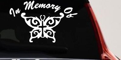 In Memory Of Cross Butterfly Car Truck Window Vinyl Decal Sticker