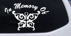 In Memory Of Cross Butterfly Butterflies Car or Truck Window Decal Sticker