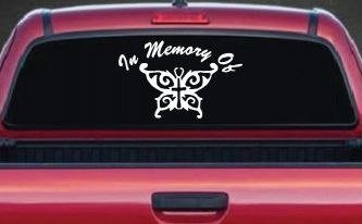 In Memory Of Cross Butterfly Butterflies Car or Truck Window Decal Sticker