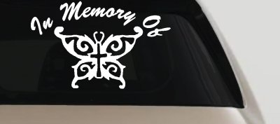 In Memory Of Cross Butterfly Car Truck Window Vinyl Decal Sticker