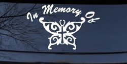 In Memory Of Cross Butterfly Butterflies Car or Truck Window Decal Sticker