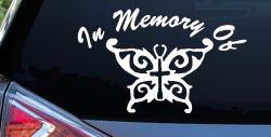 In Memory Of Cross Butterfly Butterflies Car or Truck Window Decal Sticker
