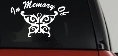 In Memory Of Cross Butterfly Car Truck Window Vinyl Decal Sticker