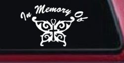 In Memory Of Cross Butterfly Butterflies Car or Truck Window Decal Sticker