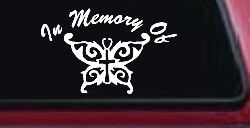 In Memory Of Cross Butterfly Butterflies Car or Truck Window Decal Sticker