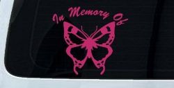 Butterfly Memorial Decal for Car Window - Truck Vinyl Sticker Remembrance (Hot Pink)