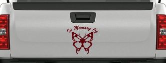 In Memory Of Butterfly Butterflies Car or Truck Window Decal Sticker (Purple Red)