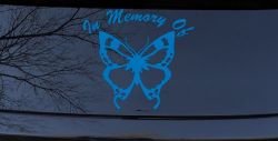 Butterfly Memorial Decal for Car Window - Truck Vinyl Sticker Remembrance (Sky Blue)