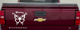 Butterfly Memorial Decal for Car Window - Truck Vinyl Sticker Remembrance (White)