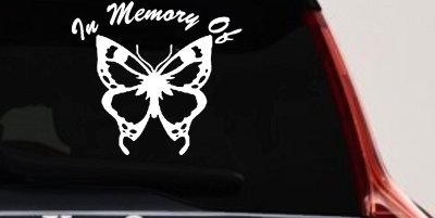 Butterfly Memorial Decal for Car Window - Truck Vinyl Sticker Remembrance