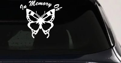 Butterfly Memorial Decal for Car Window - Truck Vinyl Sticker Remembrance