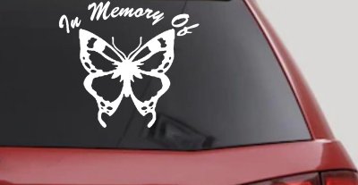 Butterfly Memorial Decal for Car Window - Truck Vinyl Sticker Remembrance