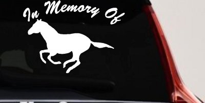 Horse Memorial Decal Car Truck Window Vinyl Sticker Personalized Tribute (White)