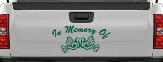 In Memory Of Turtle Doves Car or Truck Window Decal Sticker (Dark Green)