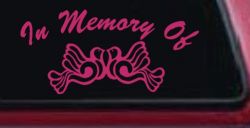 In Memory Of Turtle Doves Car or Truck Window Decal Sticker (Hot Pink)