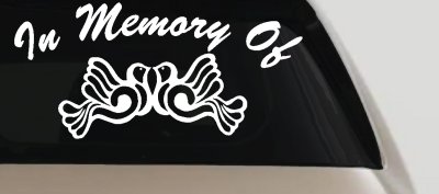 Turtle Dove Memorial Decal for Car or Truck Window - Sympathy Sticker