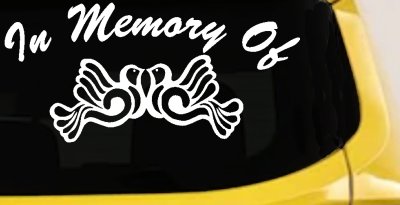 Turtle Dove Memorial Decal for Car or Truck Window - Sympathy Sticker