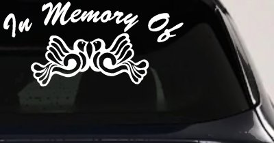 Turtle Dove Memorial Decal for Car or Truck Window - Sympathy Sticker