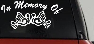 Turtle Dove Memorial Decal for Car or Truck Window - Sympathy Sticker