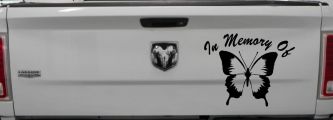 In Memory Butterfly Decal Car Truck Window Vinyl Sticker (Black)