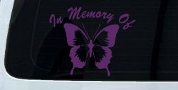 In Memory Of Butterfly Butterflies Car or Truck Window Decal Sticker (Violet)