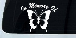 In Memory Of Butterfly Butterflies Car or Truck Window Decal Sticker