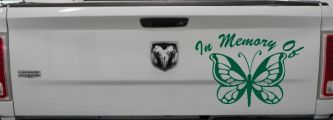 In Memory Of Butterfly Butterflies Car or Truck Window Decal Sticker (Dark Green)