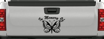 In Memory Of Butterfly Butterflies Car or Truck Window Decal Sticker (Matte Black)